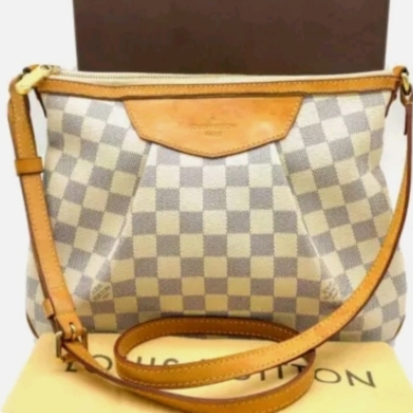 Authentic damier Azur Siracusa PM shoulder / crossbody bag. - Picture 1 of 5